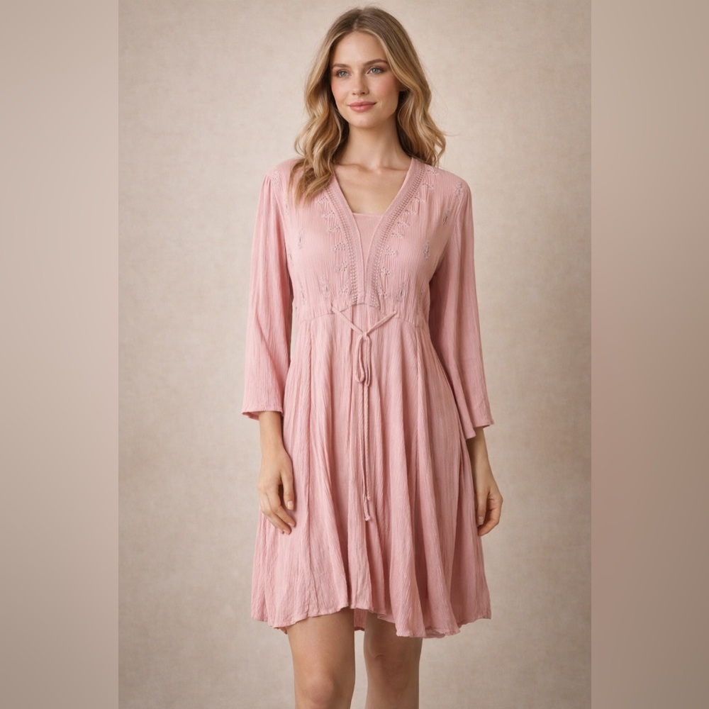 Indigo Soul‎ Pink Long Sleeve Plunge dress small